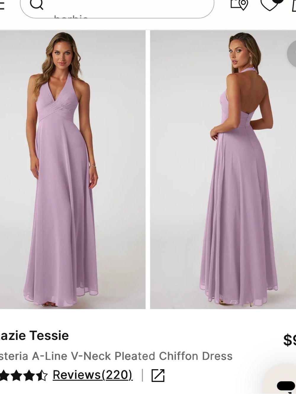 Azazie Wisteria Halter A-Line Backless Chiffon Dress